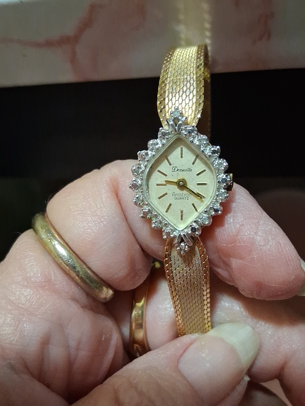 Gold-Tone Women's Dress Watch with Crystal Accents